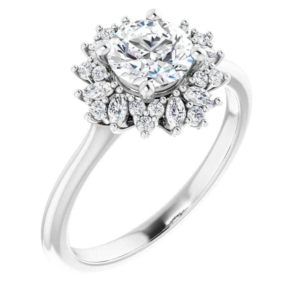 A dazzling 0.70 carat diamond cluster ring that captures the essence of an elegant engagement.