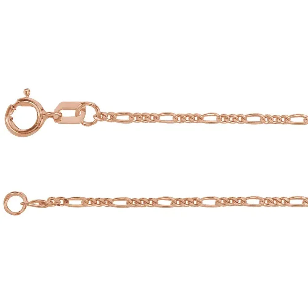 A product image for a 14k gold Figaro Chain.