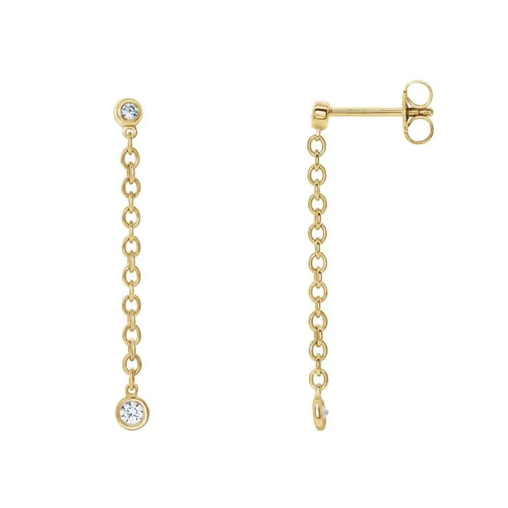 Dazzle with every turn in these 14k gold chain earrings, each link punctuated with a brilliant diamond.