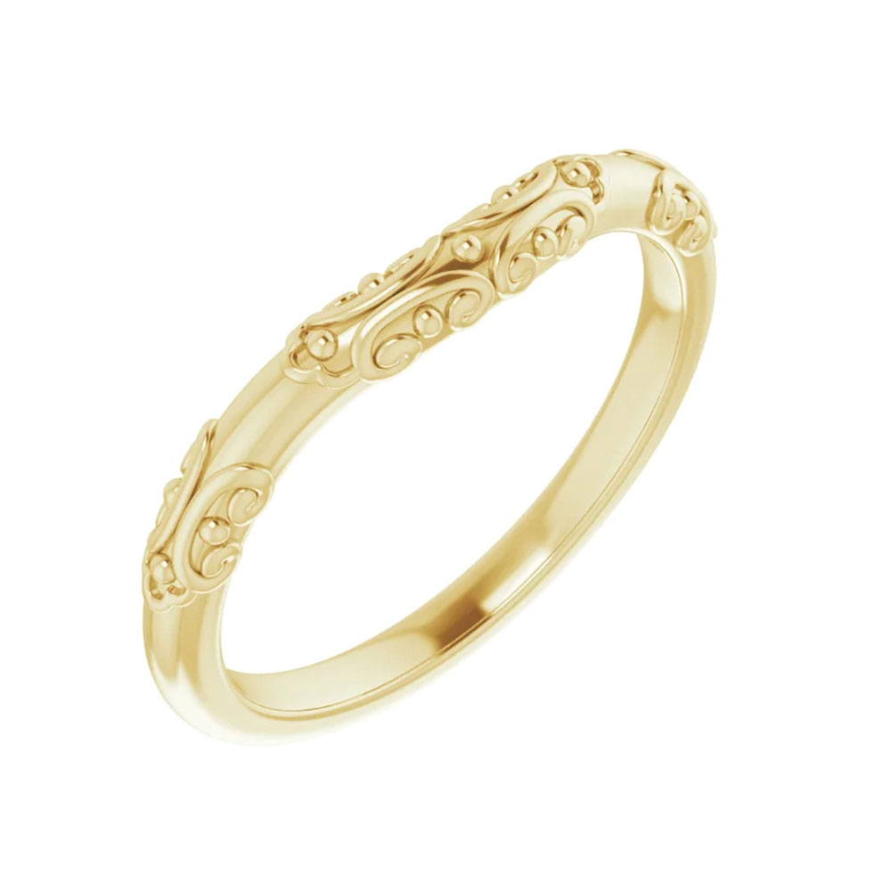 Complete your bridal set with this elegant 14k gold wedding band, designed to complement your engagement ring with seamless grace.