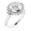 The classic choice: A 14k white gold engagement ring with a stunning 1 carat diamond and accompanying halo.