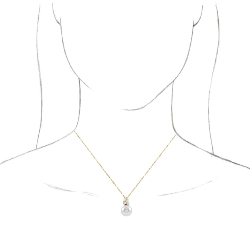 Timeless by design, this 14k gold necklace with a perfect pearl and diamonds speaks of enduring elegance.