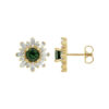 Elegant 14K gold stud earrings, showcasing the natural allure of tourmaline paired with the sparkle of diamonds.