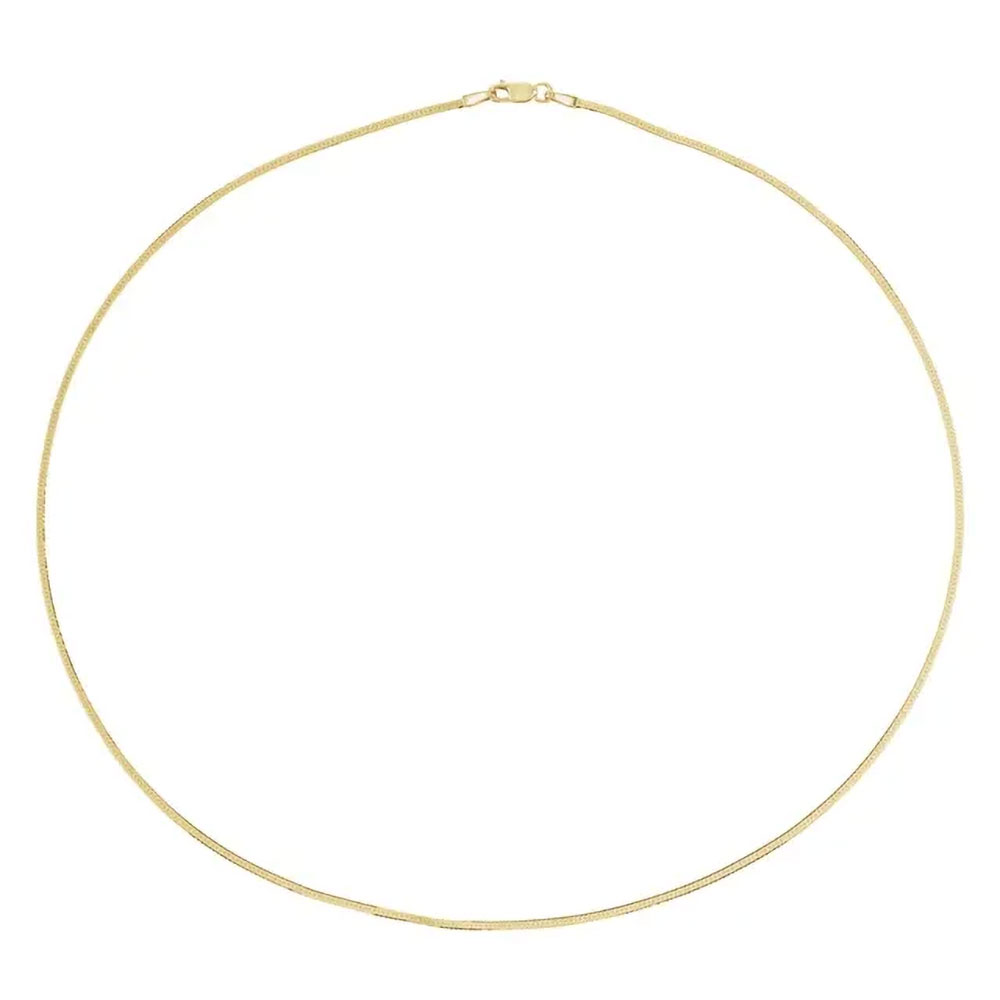 A product image for a herringbone gold chain.