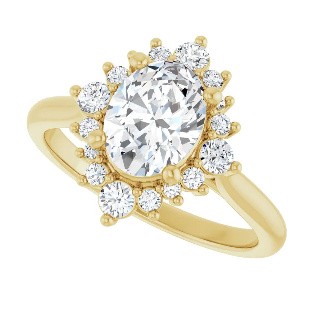 A promise crystallized in a 1 carat lab created oval cut diamond, set in an engagement ring that defines elegance.