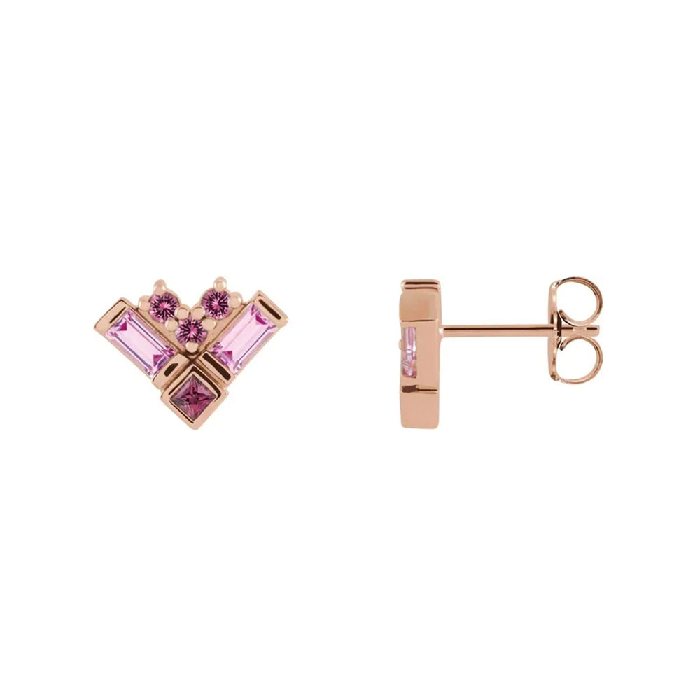 A spectrum of roseate with these multihued pink gemstone earrings set in lustrous 14k gold, a celebration of color and luxury.