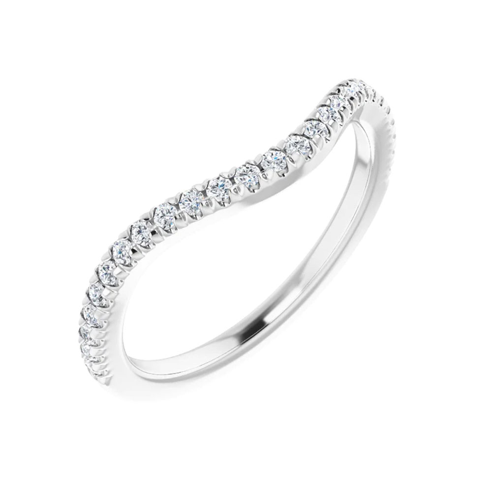 A sleek bridal band designed to accompany the distinct clarity of our radiant cut moissanite ring.