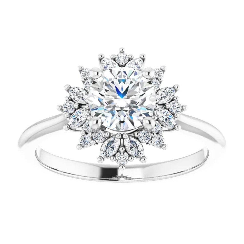 A uniquely designed 0.70 carat diamond cluster ring, where intricate detail meets timeless romance.