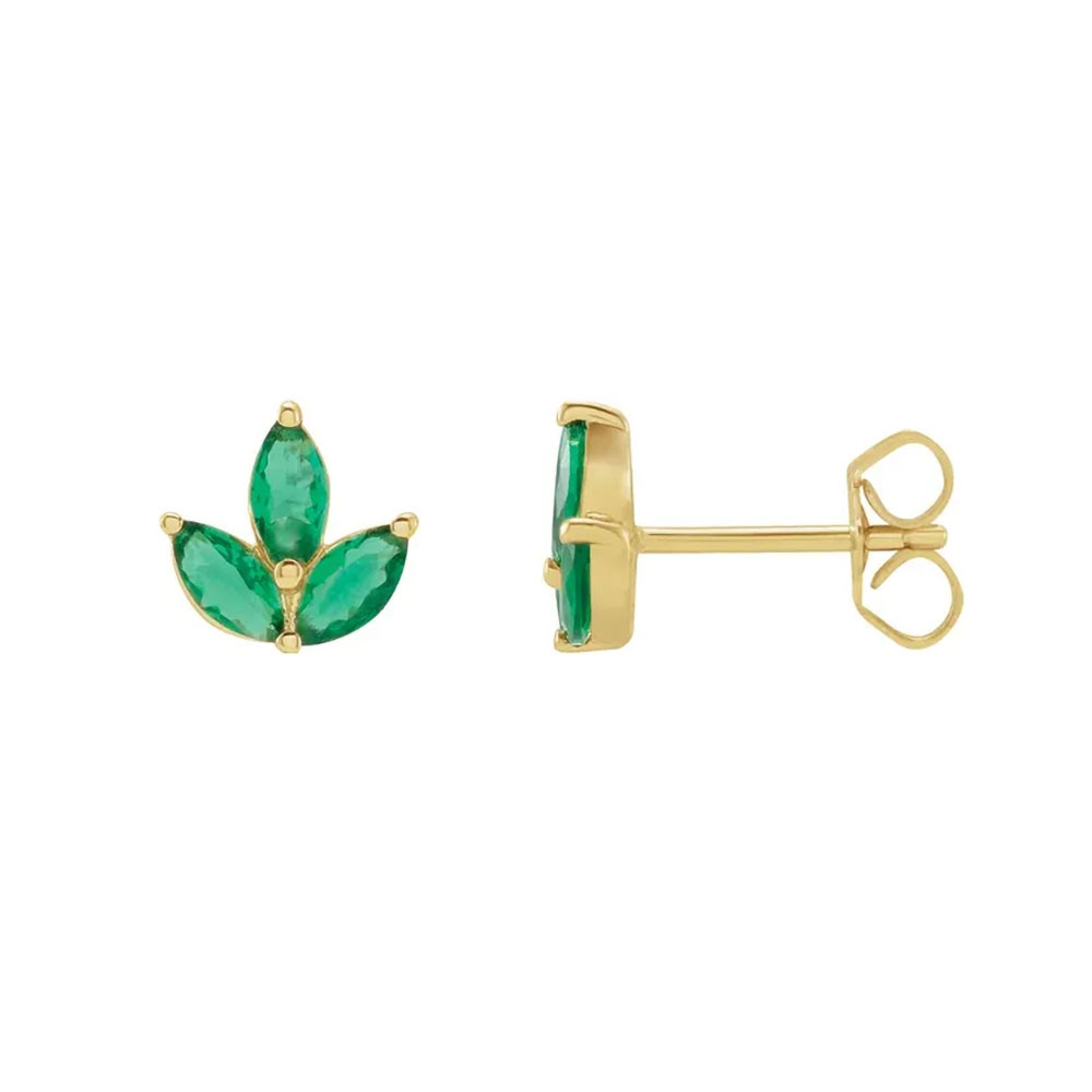 Embrace the vivid greenery of nature with these gold emerald cluster earrings, a lush addition to any elegant ensemble.