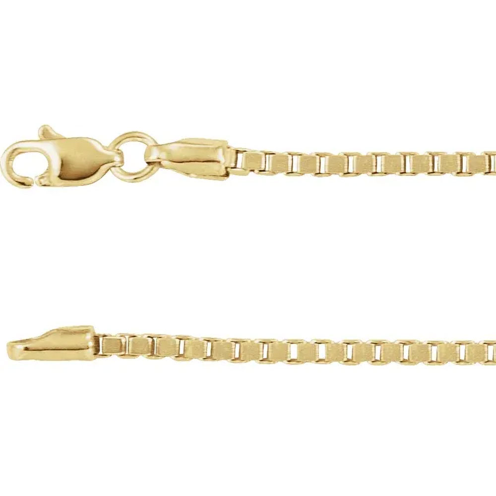 Step into contemporary style with our 14k gold box chain bracelet, an embodiment of modern luxury and design.