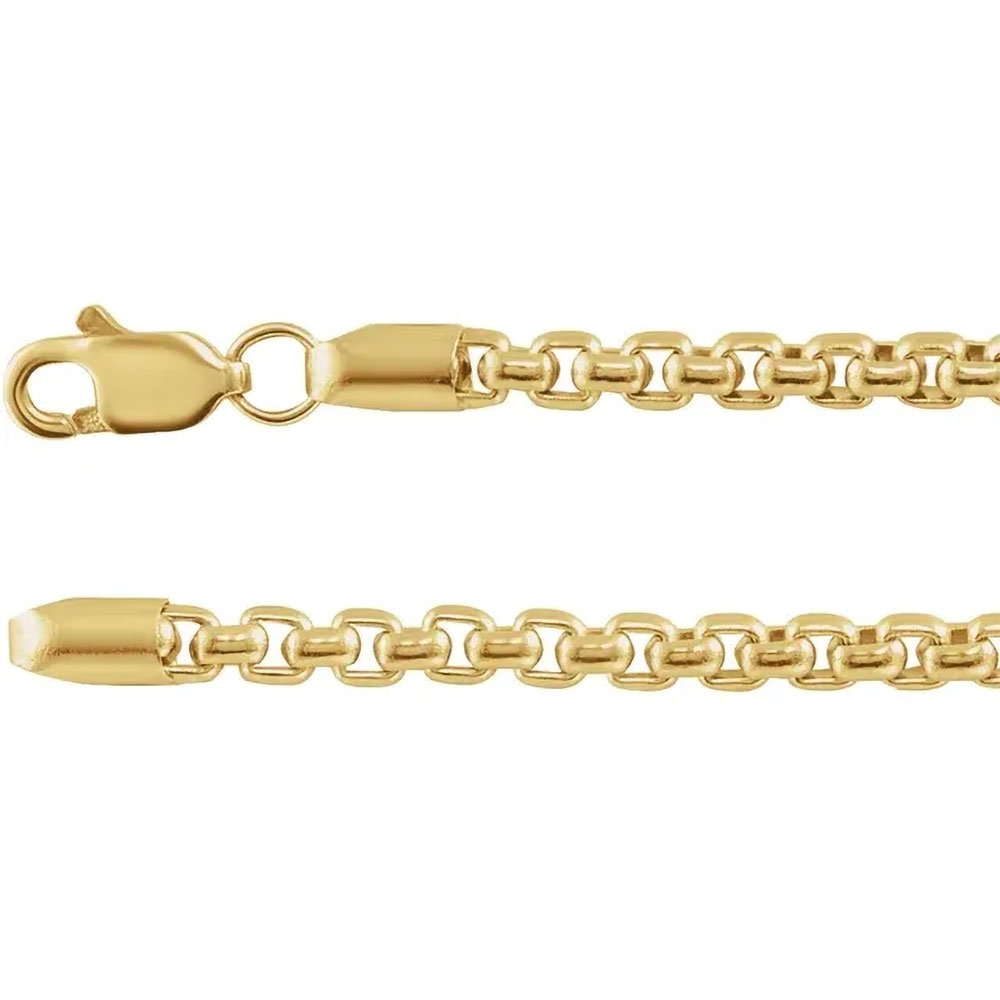 Our 14k gold box chain bracelet presented as an ideal gift, symbolizing elegance and lasting style.