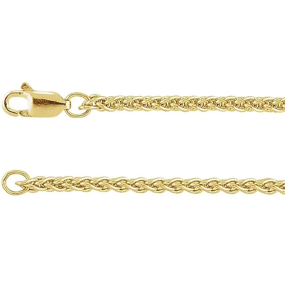 A luxury 2.4mm gold wheat chain bracelet, a testament to fine craftsmanship and enduring style.